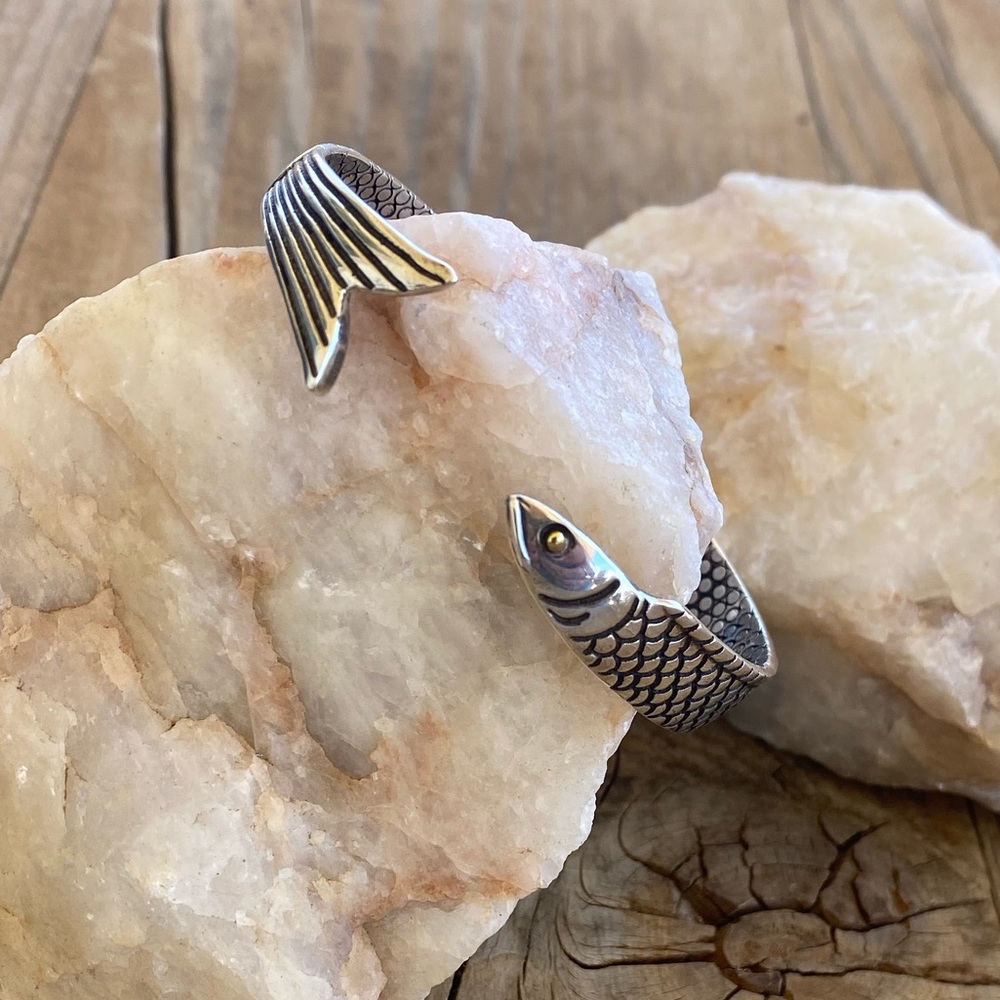 NEW Sterling Silver Fish Cuff Bracelet